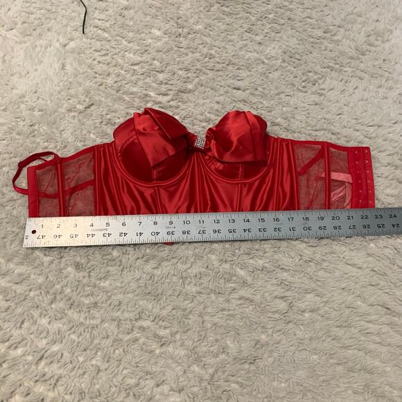 NWT Victoria’s Secret Dream Angels Red Bustier Bra Corset Bow Rhinestone 32D - Picture 5 of 6
